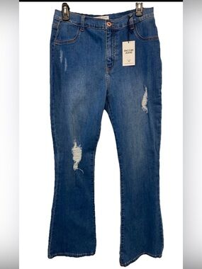 Encore Jeans Blue Distressed Flare Jeans